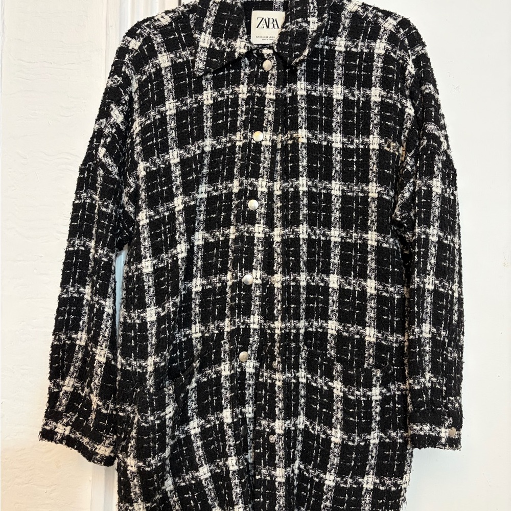 Zara Monochrome Checkered Women's Blazer